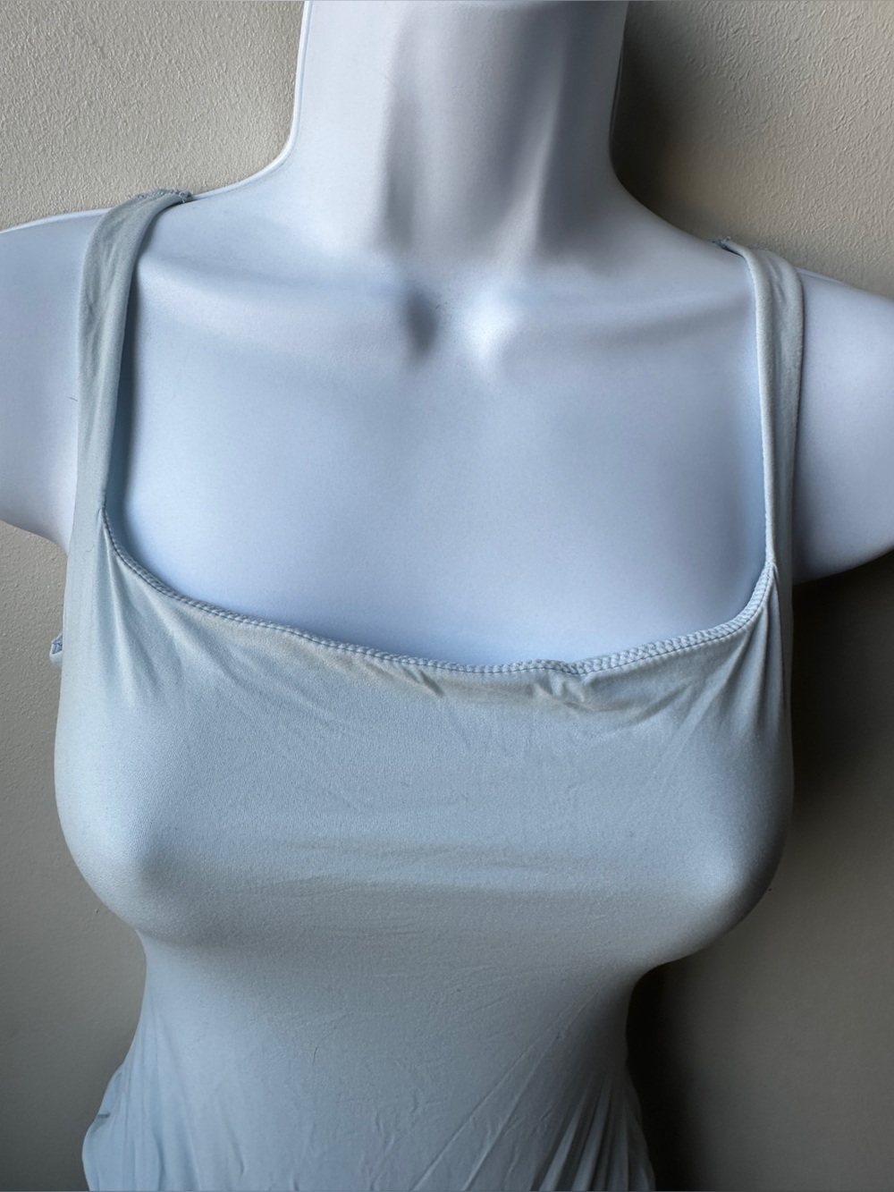 NWOT SKIMS Square Neck Bodysuit Light Blue Medium Thong Back Snap Closure - Picture 5 of 10